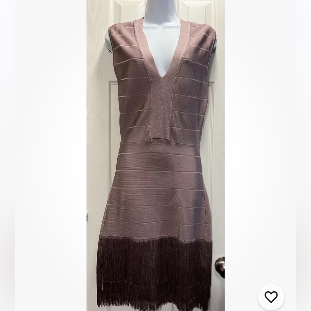 VENUS Size 8 Fitted Tan Sleeveless Bodycon Flapper Fringe Dress
